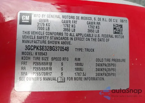 2011 Chevrolet Silverado Lt from USA, damaged, VIN 3GCPKSE32BG370548